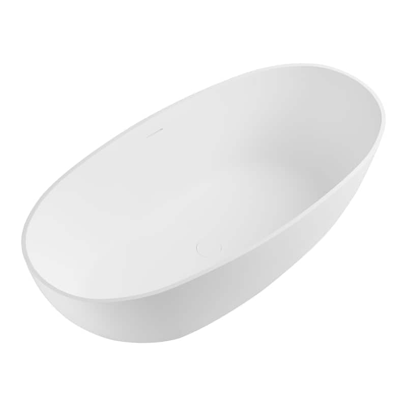 ALFI brand 59" White Oval Solid Surface Resin Soaking Bathtub
