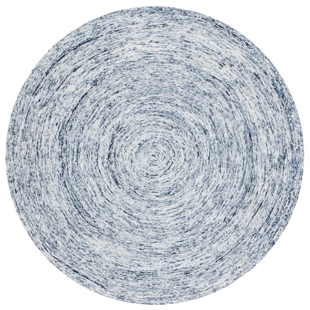 SAFAVIEH Handmade Ikat Jaycie Wool Rug - 6' Round - Silver/Grey