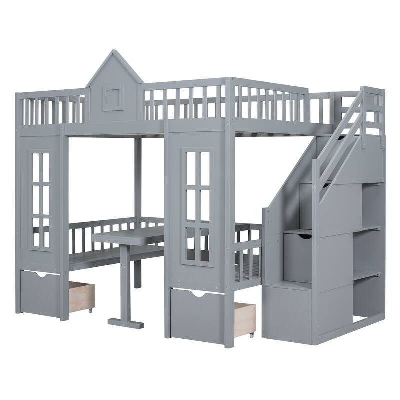 Pine Bunk Bed with Storage