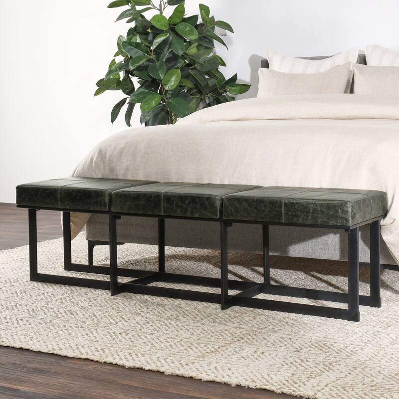 Classic Home Calvin Leather Narrow Bench - 62Wx16Dx18H