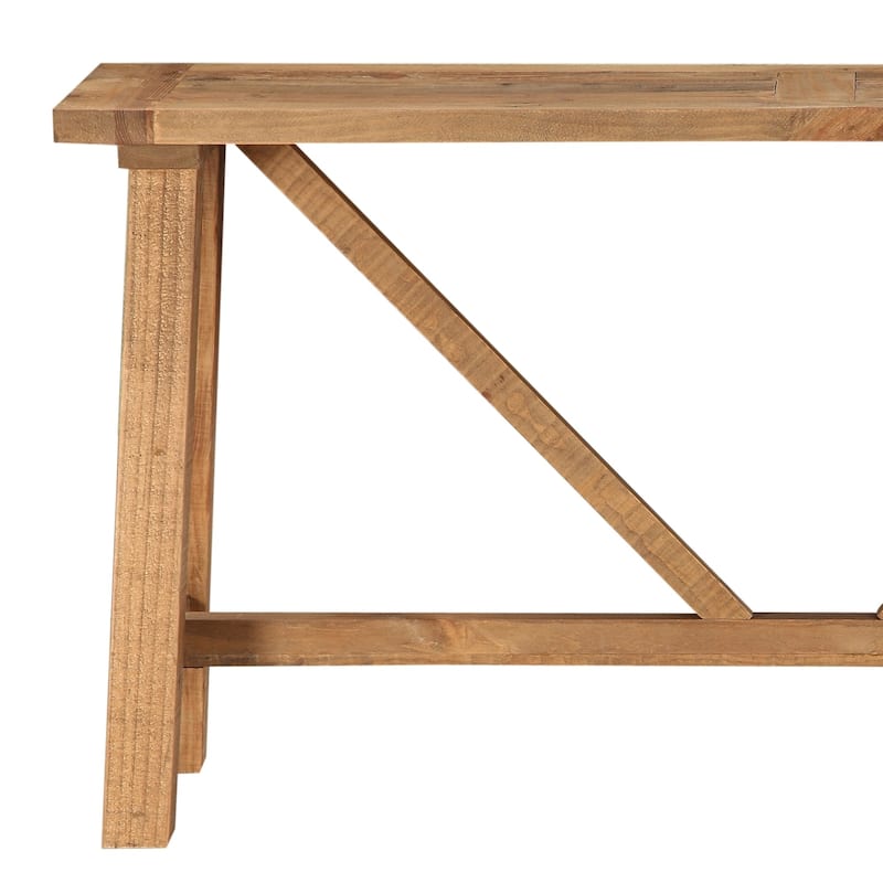 Pine Console table with Trestle Reinforced Sawhorse Base, Brown