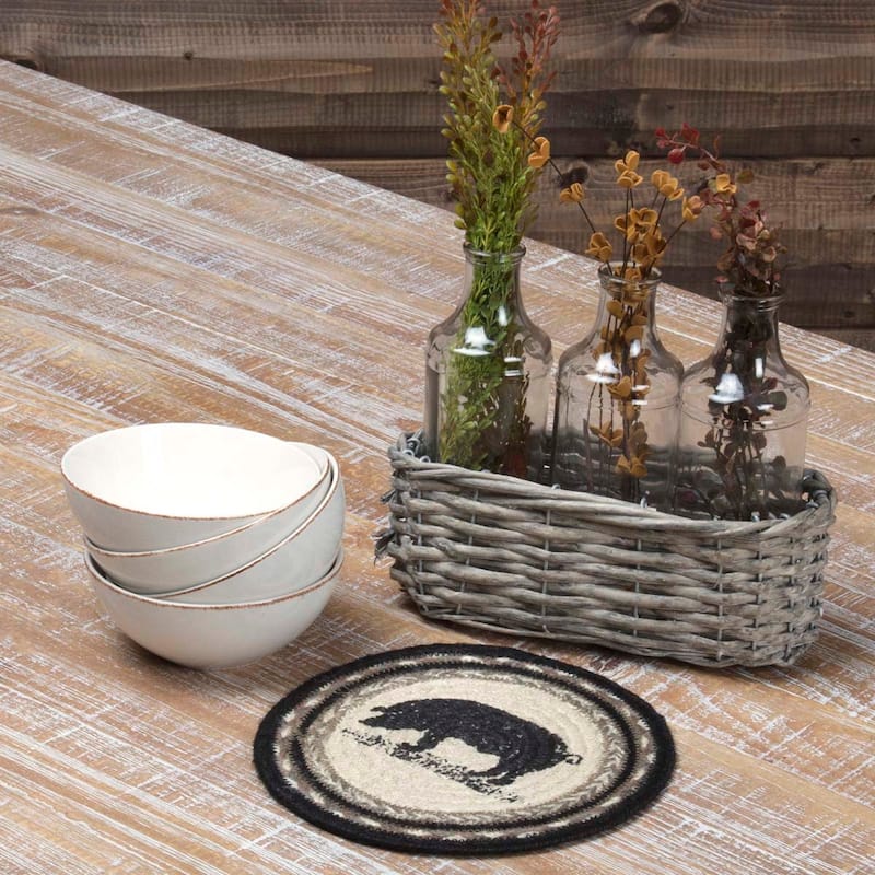 Sawyer Mill Charcoal Pig Jute Trivet 8 - Trivet 8