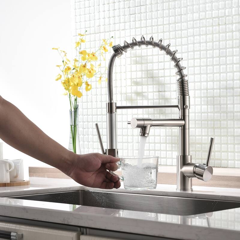 Commercial Kitchen Faucet with Pull Down Sprayer, Single Handle Single Lever Kitchen Sink Faucet