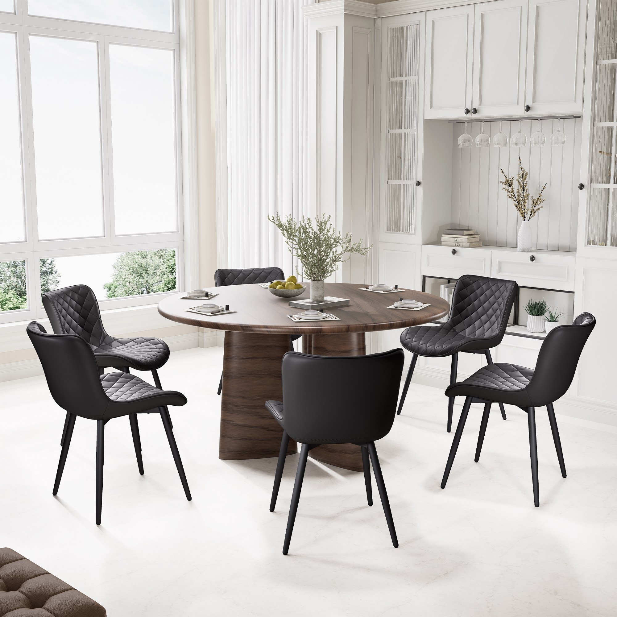 Dining Chairs Set of 2 Modern Leather Upholstered Dining Room