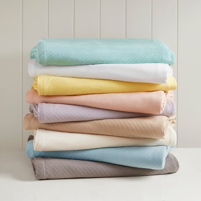 Madison Park Liquid Solid Colored Woven Cotton Blanket