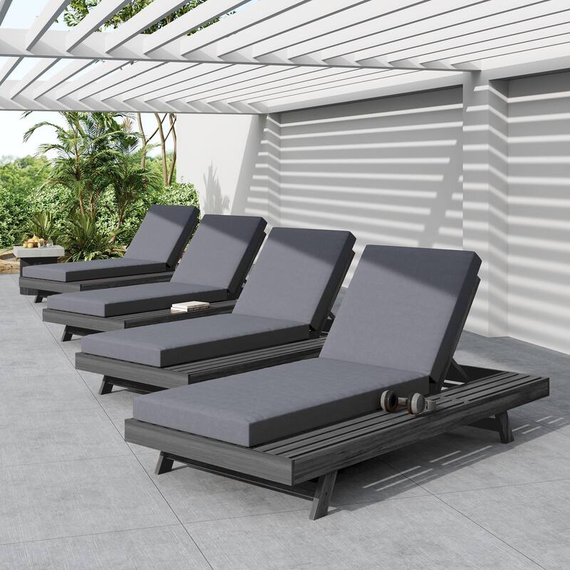 Christopher Knight Home - Arcola Modern Outdoor Acacia Wood 4-Position Adjustable Chaise Lounge with 4" Thick Cushion - 79"L