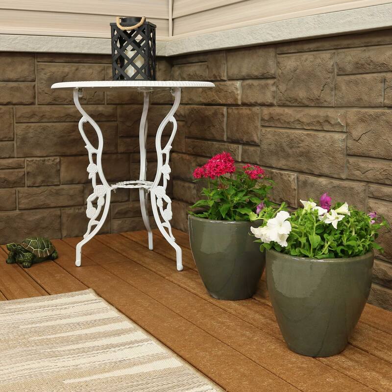 Resort Ceramic Indoor/Outdoor Planter - Set of 2 - Gray - 10-Inch