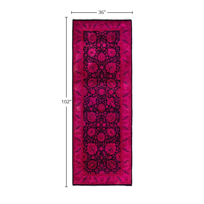 Contemporary Overdyed Wool Hand Knotted Runner - 3' 0" x 8' 6"