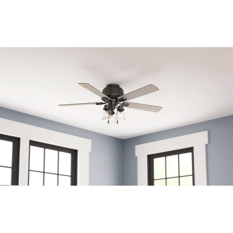 Hunter 52" Hartland Low Profile Ceiling Fan with LED Light and Pull Chain - Farmhouse, Rustic Transitional