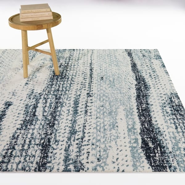 slide 2 of 10, Samuel Watercolor Abstract Area Rug 5'3" x 7' - Blue/Cream