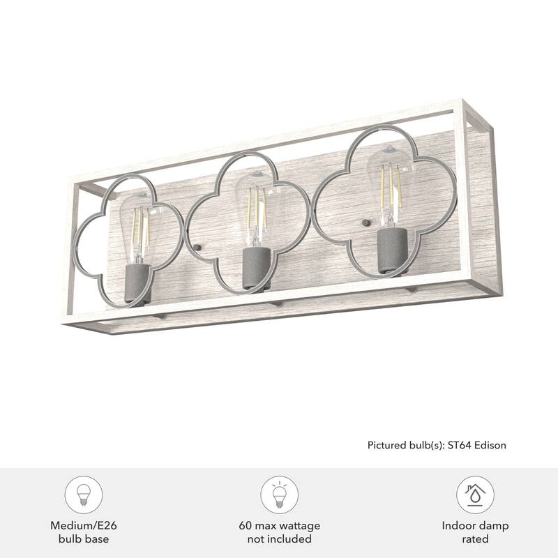 Hunter Gablecrest 3-Light Bathroom Vanity Wall Light - Modern Farmhouse, Transitional - Damp Rated!
