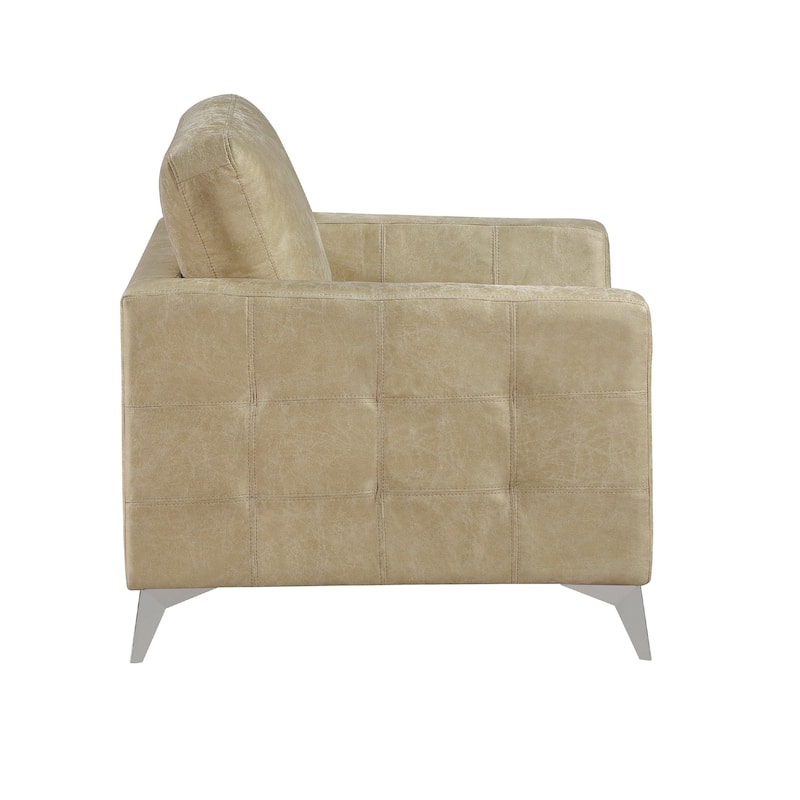 Casie Accent Armchair, Sand Brown Microfiber Foam, Chrome Legs