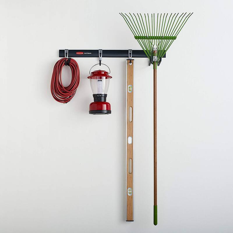 Rubbermaid FastTrack Garage Storage System 5 Piece All in One Rail and Hook Kit - 5.65