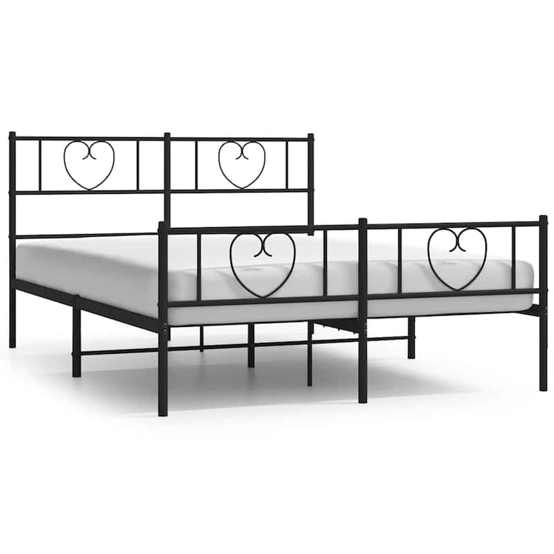 vidaXL Full Metal Bed Frame with Headboard, Black, No Mattress - 77.2" x 55.9" x 35.4"