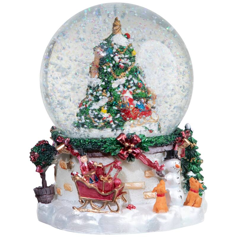 Musical Christmas Tree and Santa Claus Snow Globe - 6.75"