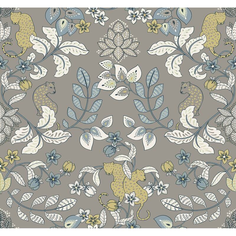 Scott Living Getty Grey Jungle Damask Wallpaper