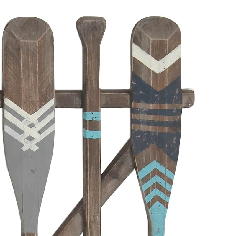 Brown Wood Novelty Canoe Oar Paddle Home Wall Decor with Arrow and Stripe Patterns