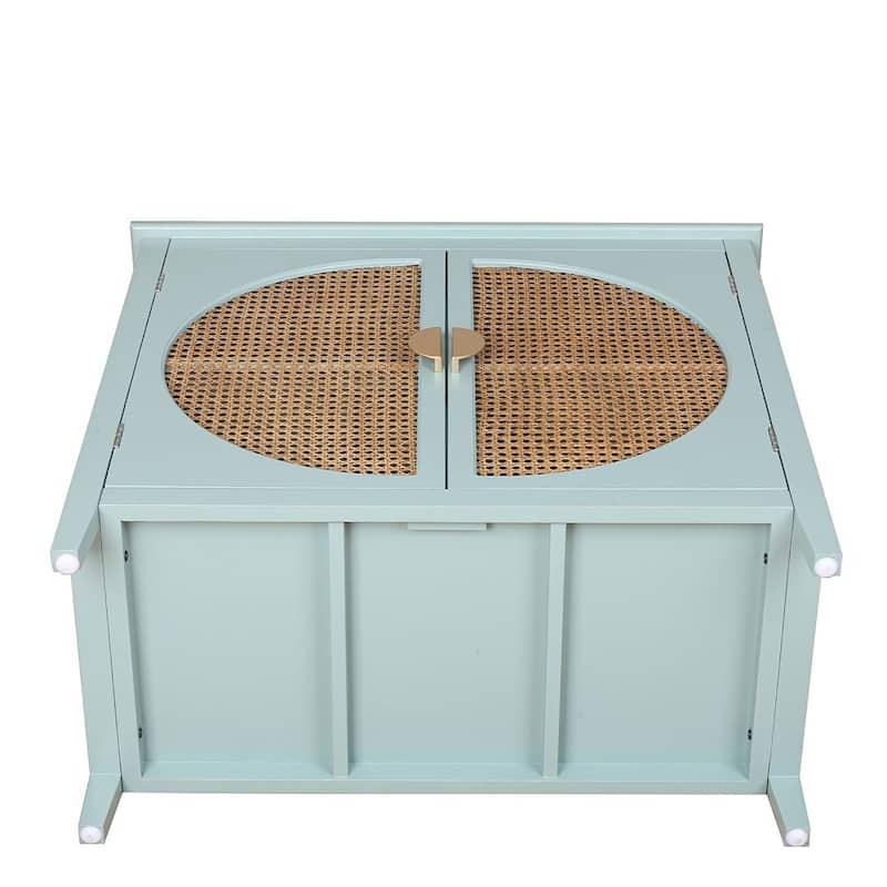 Woven Rattan Wicker Doors Accent Cabinet Sideboard