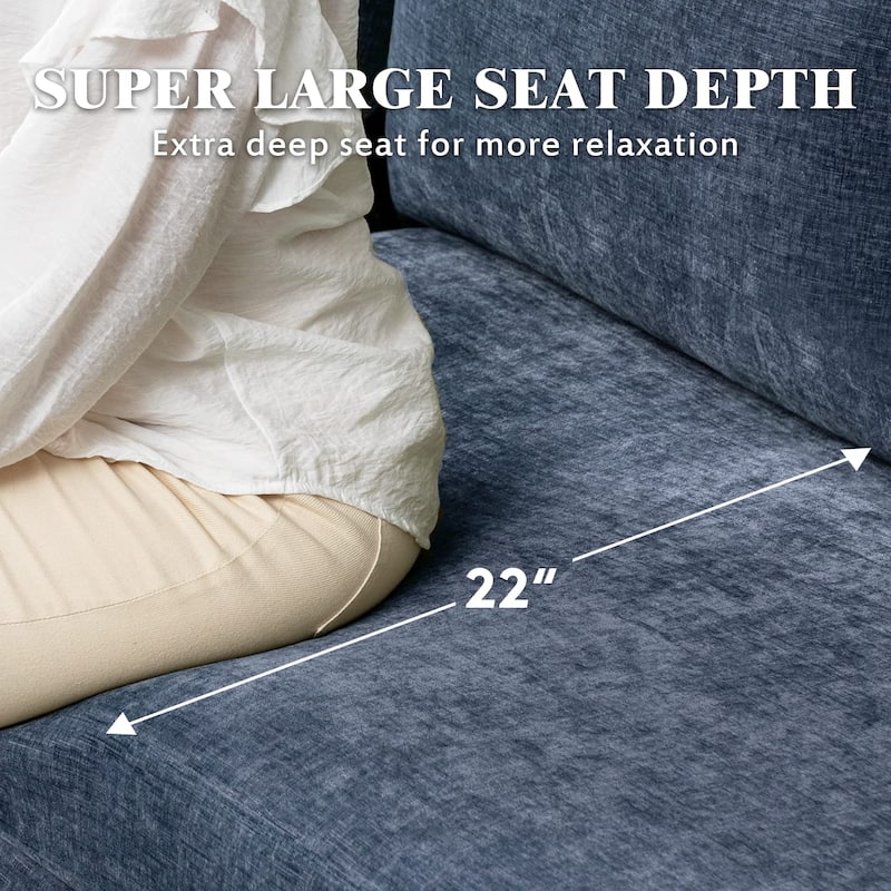 EROMMY U Shaped 6-seat Sectional Sofa Couch, Reversible Sleeper in Modern Chenille Design, with Chaise Lounge and Ottoman