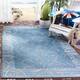 SAFAVIEH Courtyard Marlys Waterproof Patio Backyard Rug - 2'7" x 5' - Blue/Natural