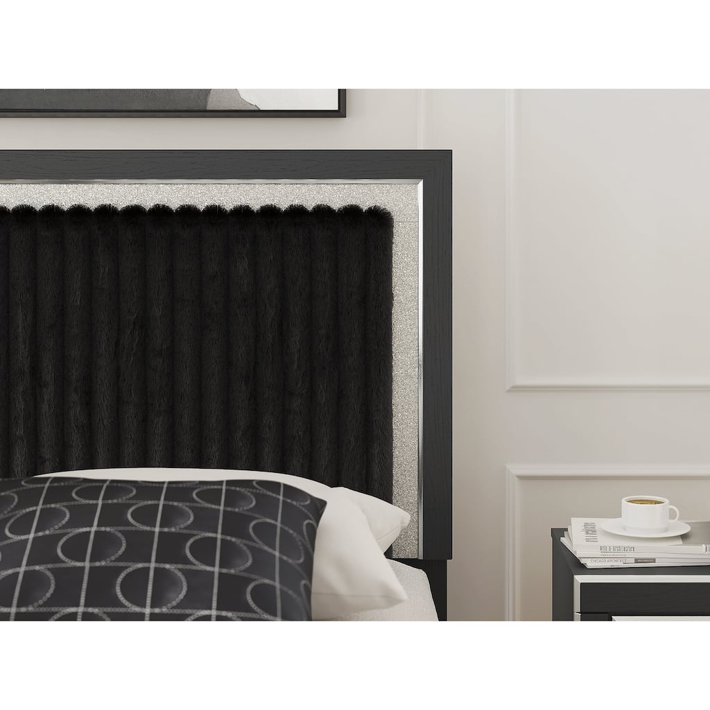 Signature Design by Ashley Ravalori Black Queen Upholstered Panel Headboard
