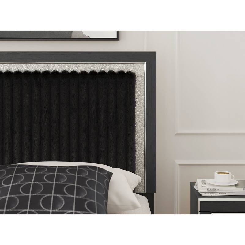 Signature Design by Ashley Ravalori Black Queen Upholstered Panel Headboard