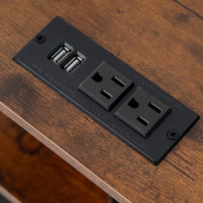 Homy Casa Industrial Nightstands Drawers, USB, Power Outlet Vintage