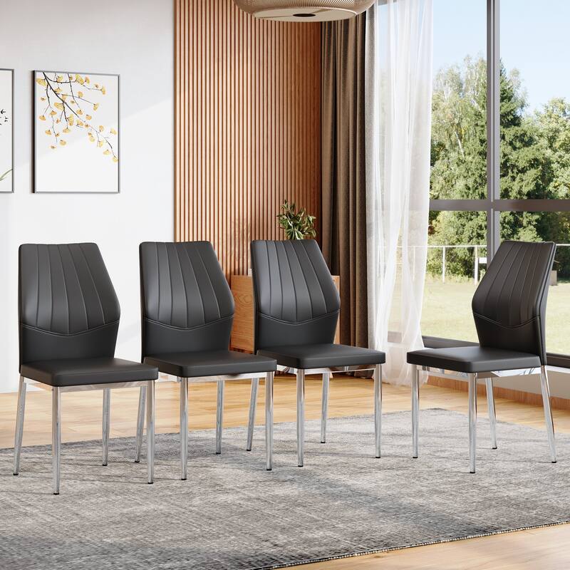 Side Chair Reception Chair Meeting Room Chair Set of 4 Kitchen Chair Black Lounge Chair with Metal Legs