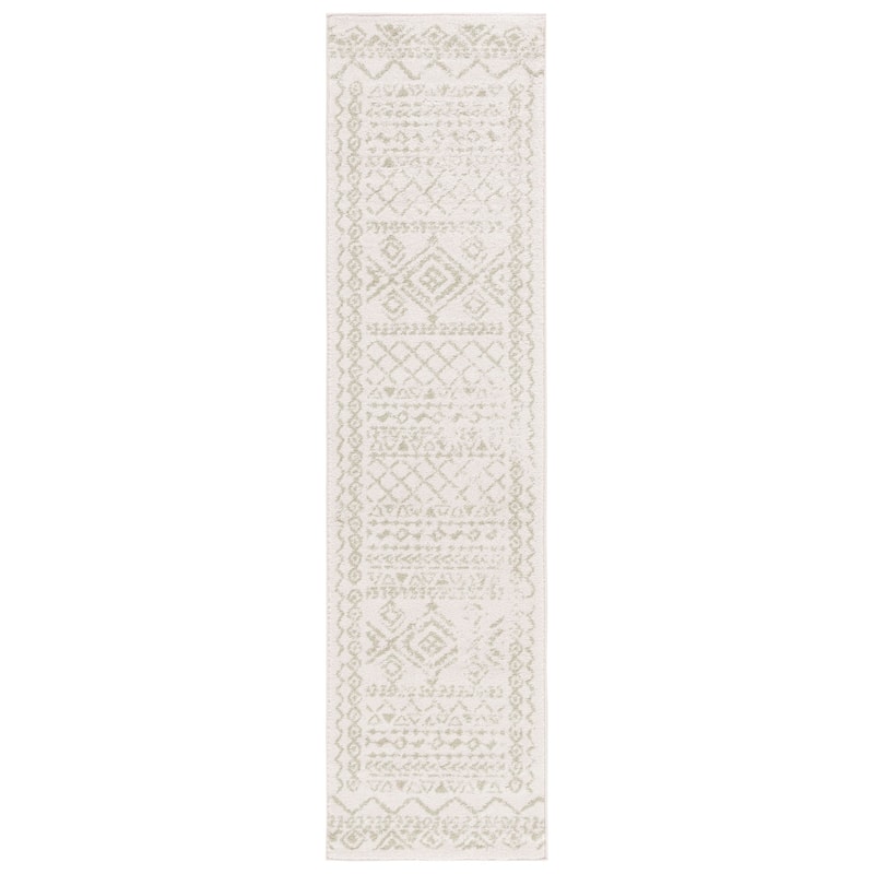 SAFAVIEH Tulum Hinnertje Rustic Moroccan Boho Tribal Distressed Rug - 2' x 8' Runner - Ivory/Sage