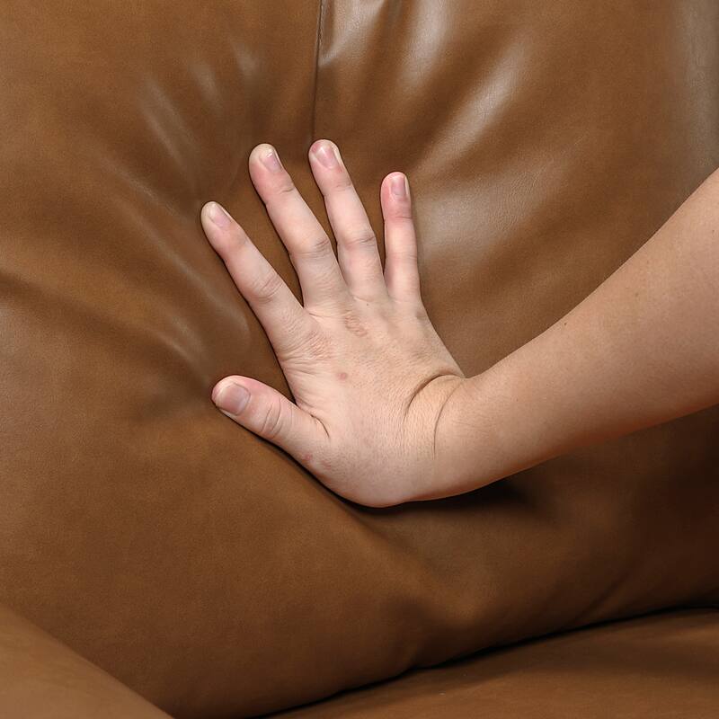 Frances 35" Faux Leather Living Room Chair - Brown Finish Exposed Feet