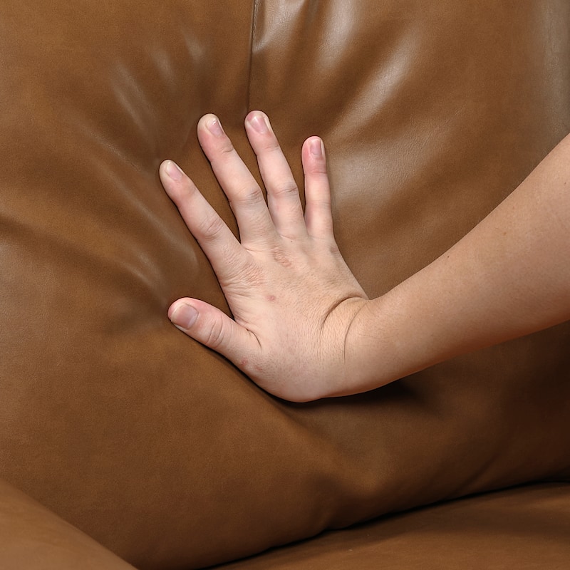 Fremont & Park Frances 57" Faux Leather Living Room Loveseat - Brown Finish Feet