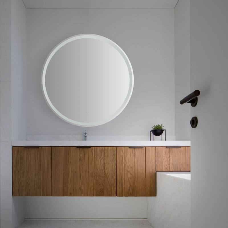 Remy 27" Frameless Anti-Fog Front/Back-lit Tri-color LED Bathroom Vanity Mirror with Smart Touch Control - by JONATHAN Y