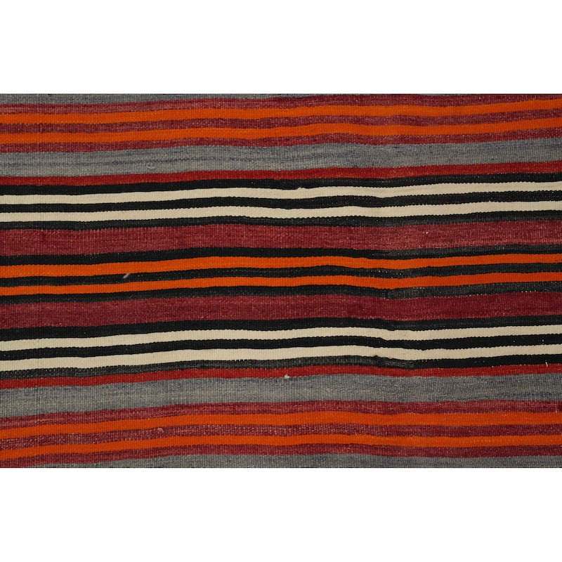 Hand Woven Oriental 100% Wool Carpet Southwestern Geometric Multi-Colored Kilim Area Rug - 9' 9'' X 4' 9''