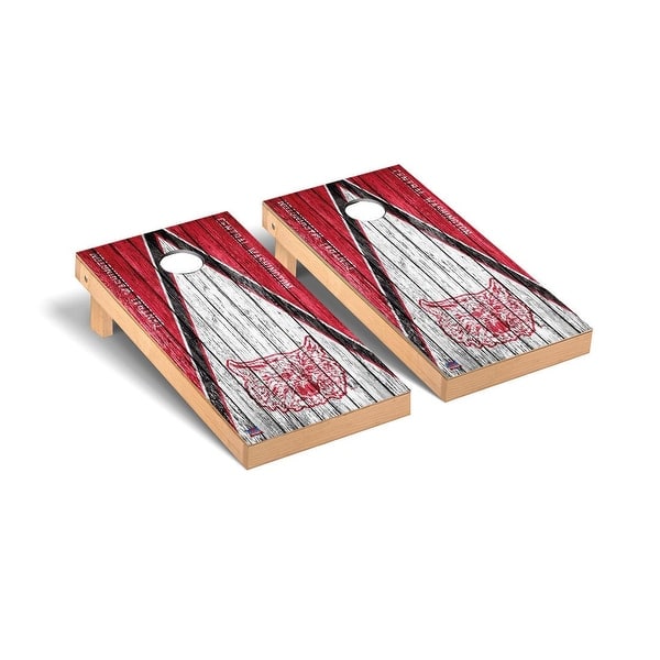 slide 2 of 5, College Vault Central Washington Wildcats Weathered Cornhole Board Set