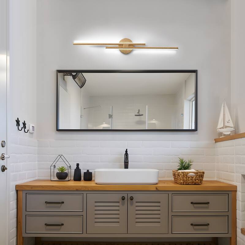 Minimalist 2-Light Dimmable LED Vanity Light Linear Metal Wall Sconce