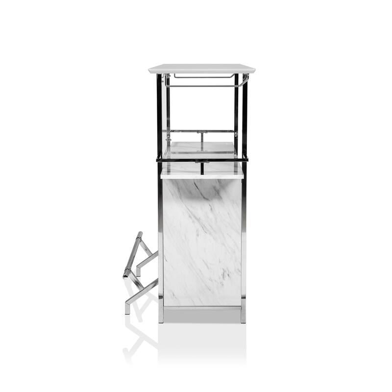 Iche Contemporary White 47-inch Wide Faux Marble Bar Table by Furniture of America