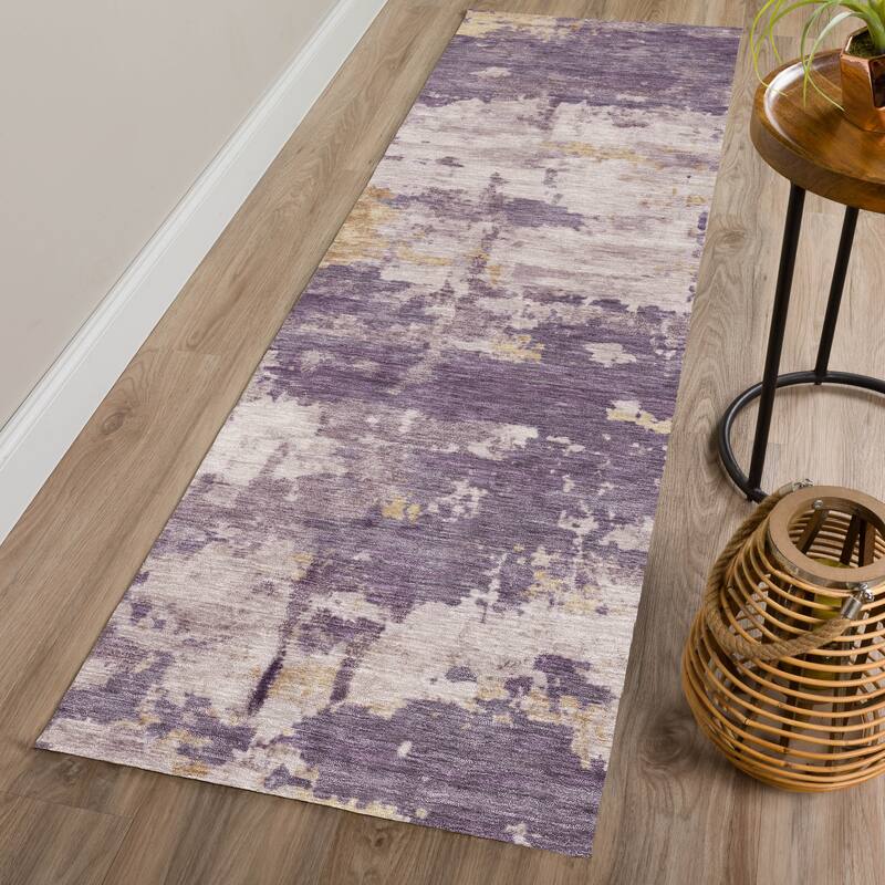Machine Washable Indoor/ Outdoor Crouppen Modern Chantille Rug