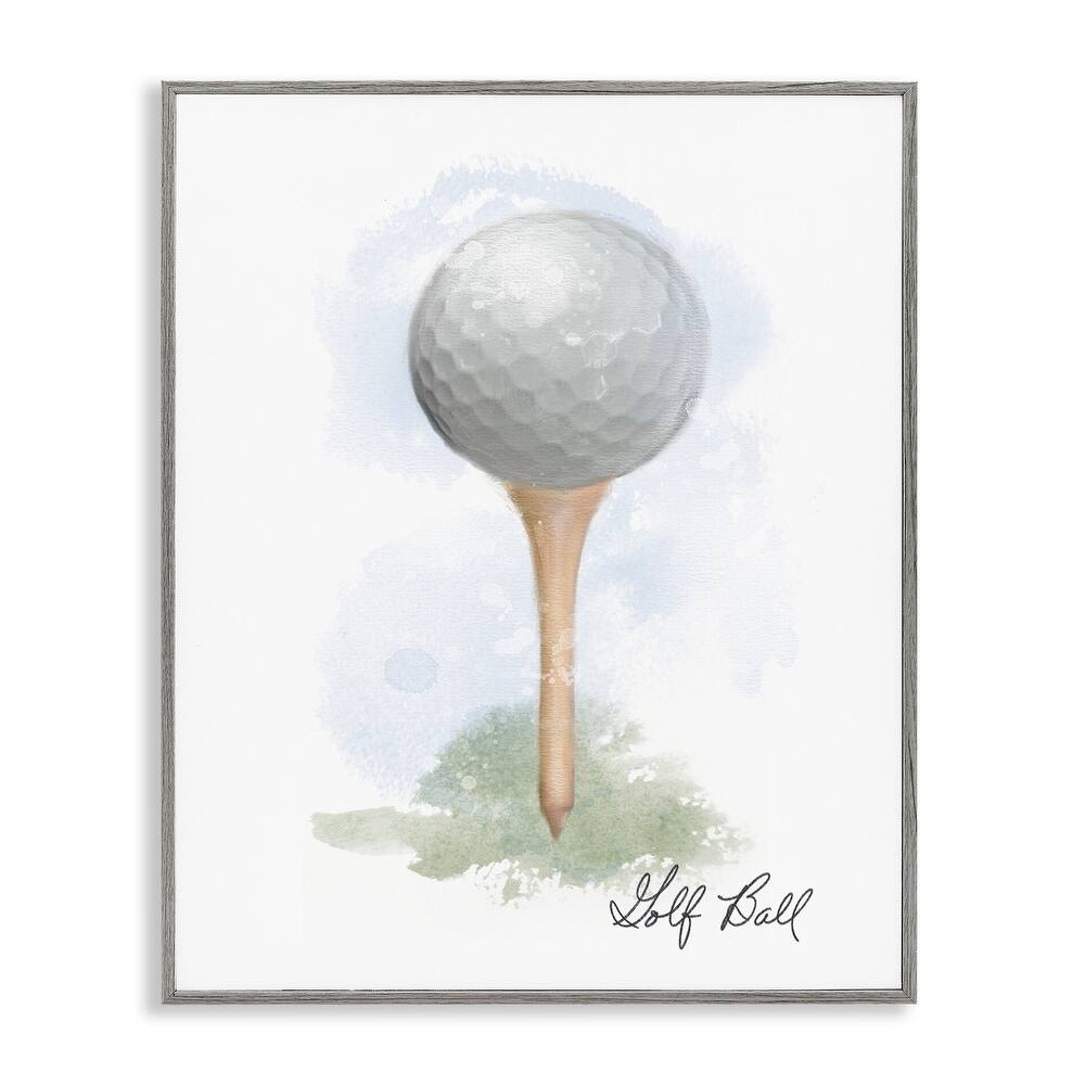 Stupell Soft Pastel Golf on Tee Framed Giclee Art Design By Matthew Piotrowicz
