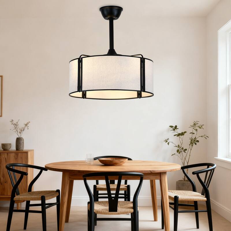 Bella Depot 19" Modern Caged Ceiling Fan with Light Kit and Remote Control 6-Speed Reversible DC Motor - 19”