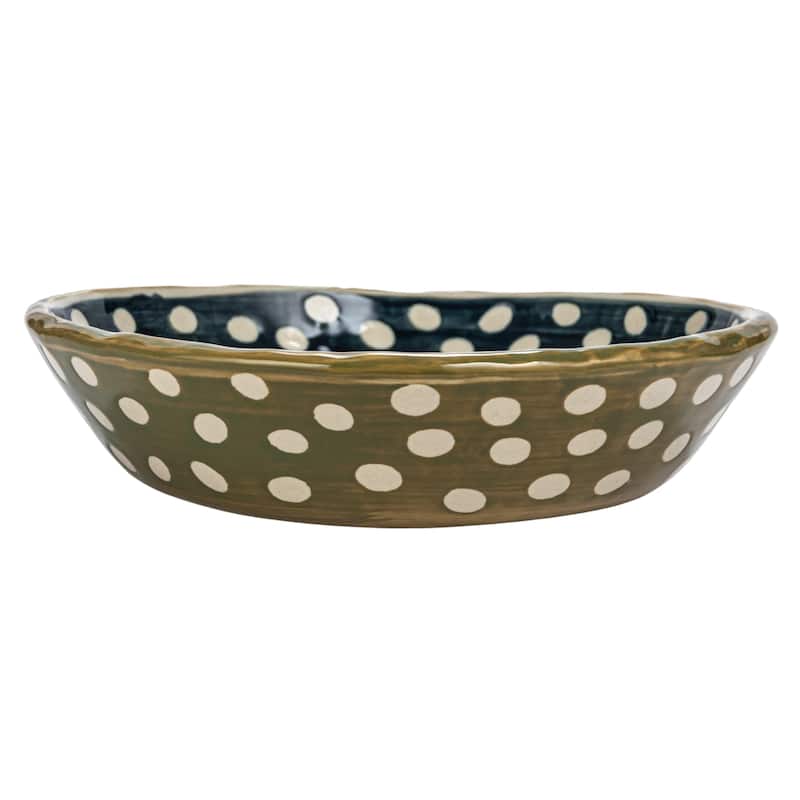 Stoneware Bowls with 4 Dots Styles - 6.9"L x 6.9"W x 1.5"H