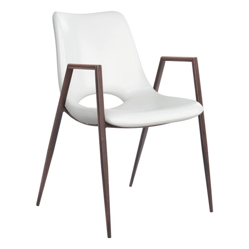 Set of 2 Upholstered Open Back Dining Armchairs with Metal Legs - 21.7” x 23.2” x 32.5”
