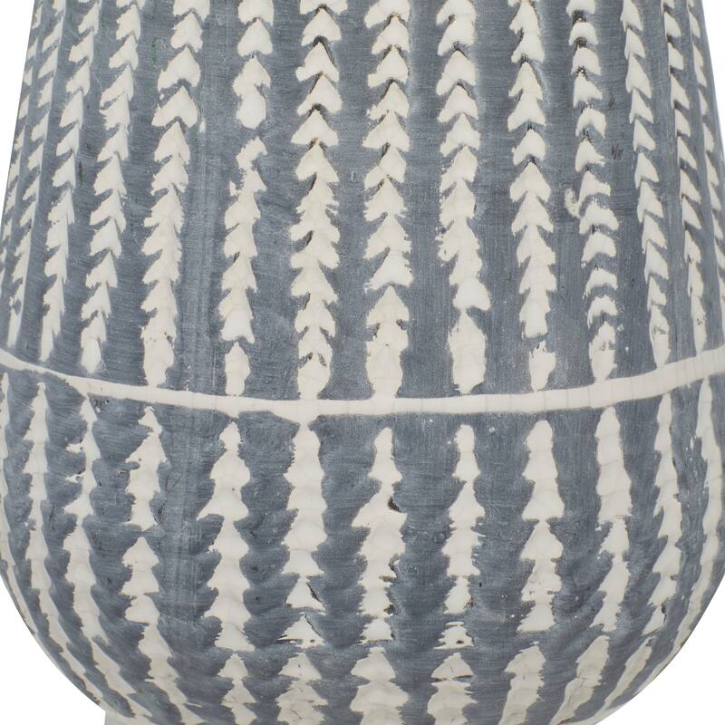 Ceramic Vase with Stripes - White - Roche River Decor - 6"W x 6"L x 10"H