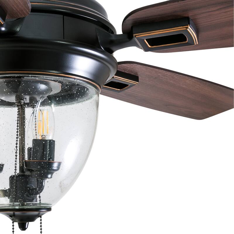 52" Honeywell Glencrest Espresso Indoor/Outdoor LED Ceiling Fan with Light, Pull Chain, ETL Damp Rated