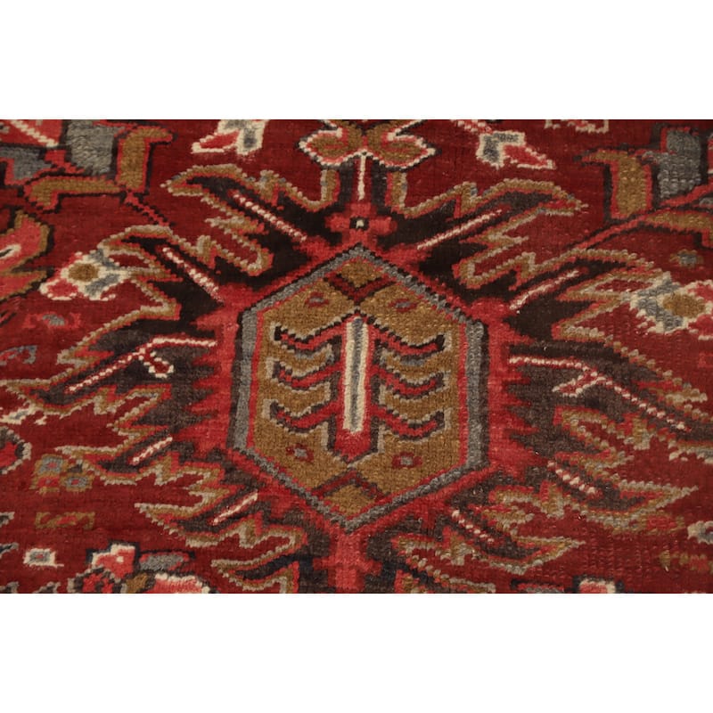 Hand Knotted Oriental 100% Wool Carpet Traditional Medallion Red Heriz Area Rug - 11' 11'' X 9' 4''