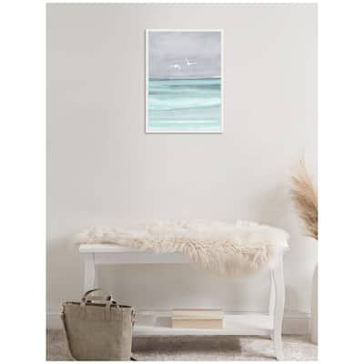 Kate and Laurel Sylvie Sea and Seagulls Framed Canvas by Nikita Jariwala