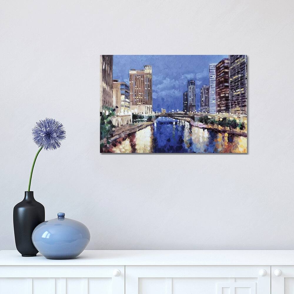 iCanvas "Chicago River" by Roger Disney Canvas Print