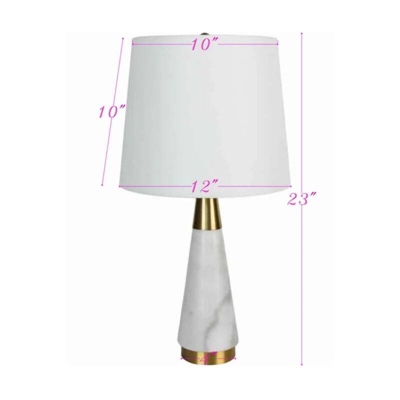 23.5 " Marble Table Lamp with fabric Shade
