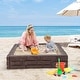 preview thumbnail 13 of 27, Costway Kids Sandbox with Cover Bottom Liner Backyard Beach HDPE - See Details Brown