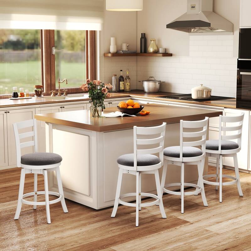 Gymax 25'' Swivel Counter Barstools Set of 4 w/Backrest & Upholstered