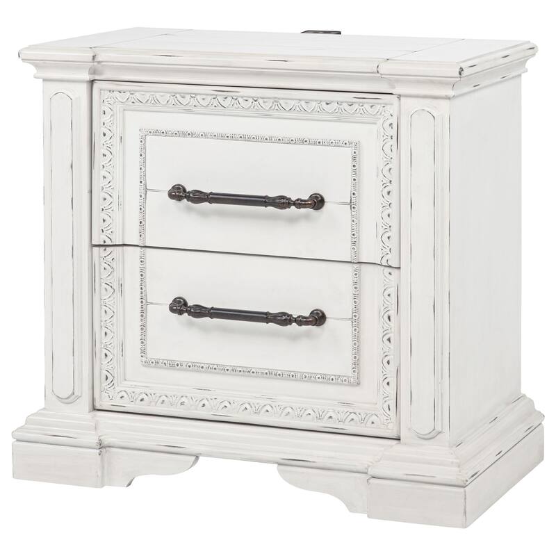 McKinney 2-drawer Nightstand with Dual USB Vintage White